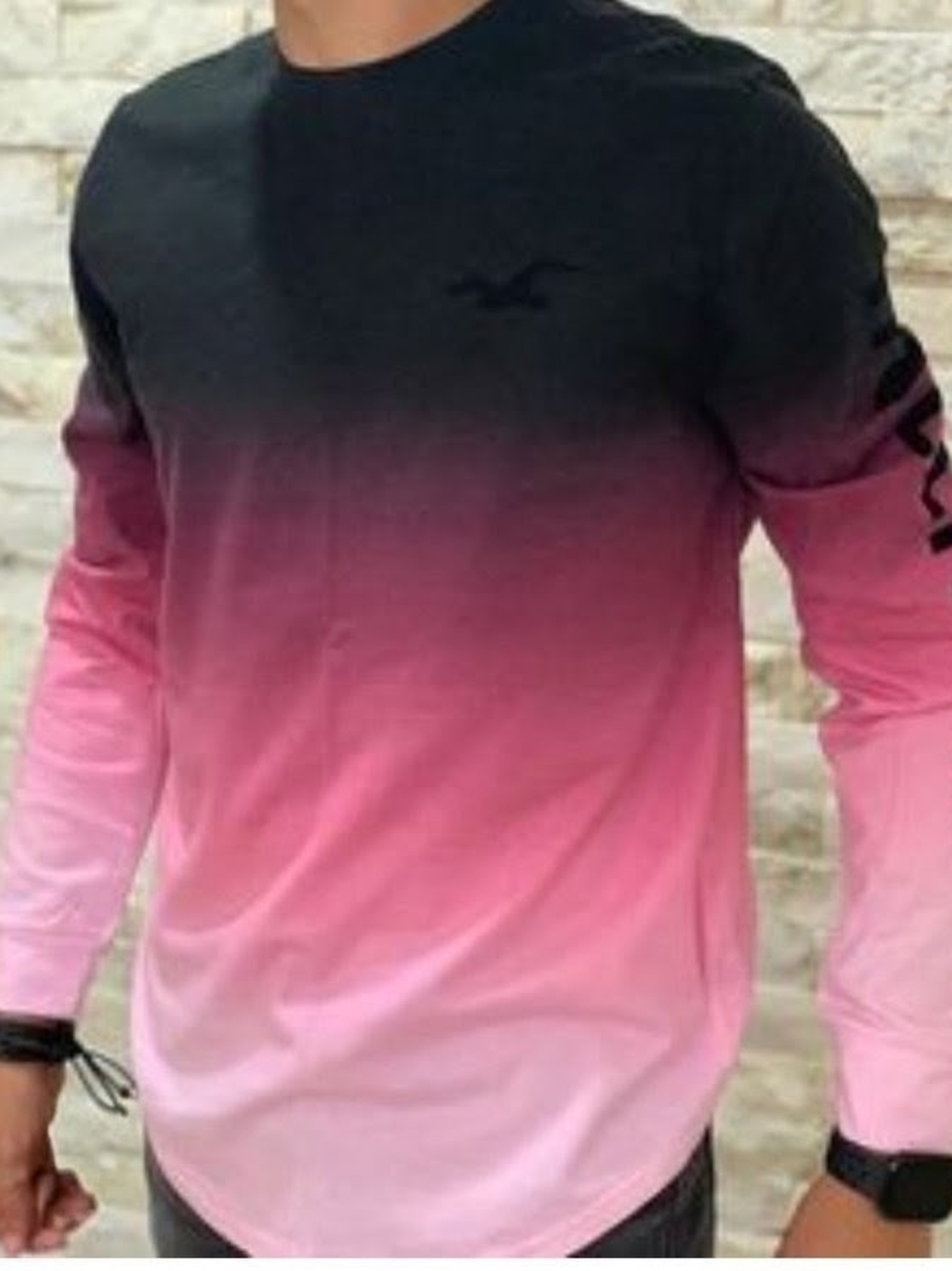 Hollister Ombre Black to Pink Long-Sleeve Shirt